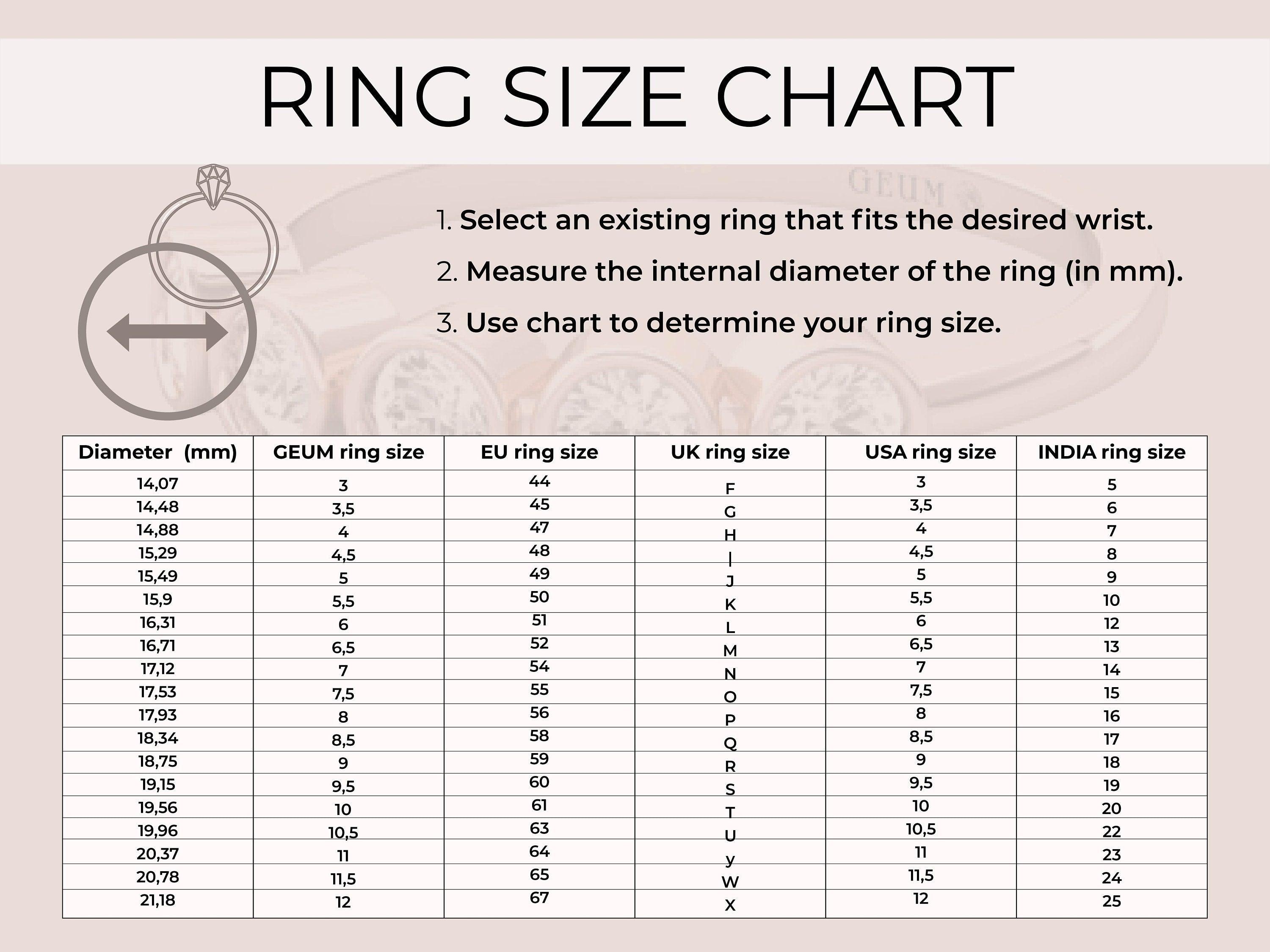 Handmade Real Gold Ring, Natural White Diamond Ring, 10kt 14 kt 18kt Yellow White Gold Ring - GeumJewels