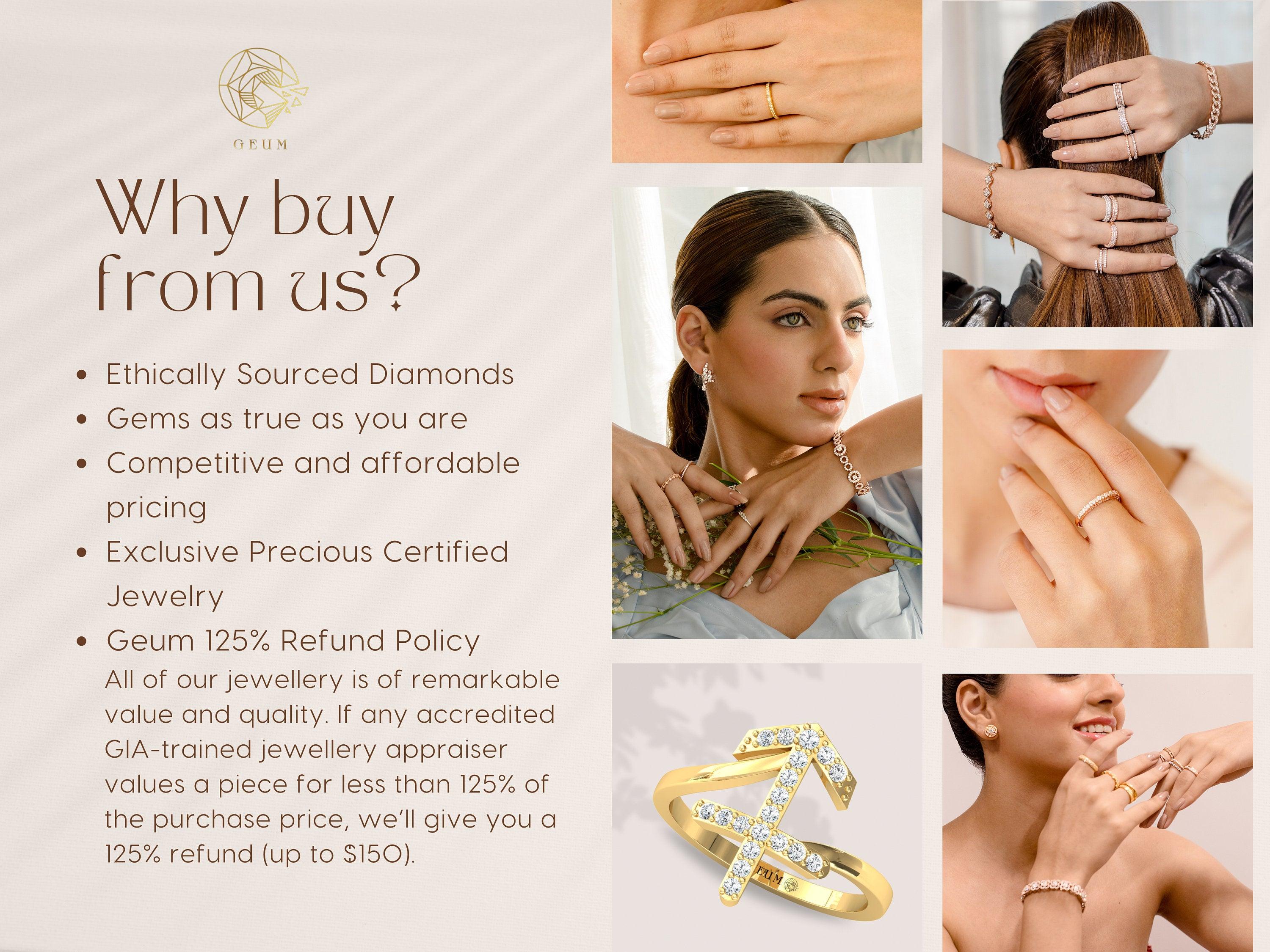 10kt 14kt 18kt Handmade Yellow Gold Ring, Solid Gold Engagement ring, Natural Diamond Designer Ring - GeumJewels