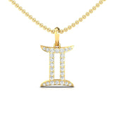 Gemini Zodiac Pendant, 18Kt Yellow Gold Gemini Charm Pendant, Personalized Diamond Pendant - GeumJewels