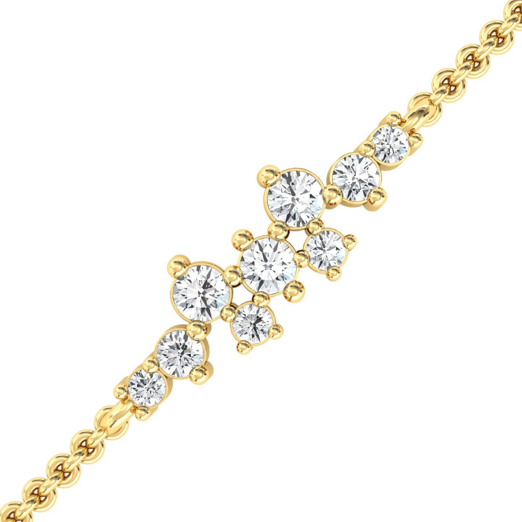 Handmade Diamond Gold Bracelet, 10kt 14kt 18kt Yellow White Rose Gold Bracelet, Natural Diamond Bracelet - GeumJewels