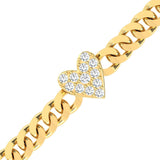 Real White Diamond Bracelet, Yellow White Gold Heart Bangle Bracelet - GeumJewels