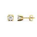 Genuine Diamond Chunky Earrings, Rose Gold Bridal Earrings, 10kt 14kt 18kt Yellow White Gold Earring - GeumJewels