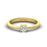 Handmade Chunky Gold Ring, 10kt 14kt 18kt Yellow White Gold Engagement Ring, Real Diamond Bridesmaid Ring - GeumJewels