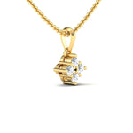 Designer Thin Gold Pendant, Yellow/White Rose Gold Necklace, Genuine Diamond Gold Pendant - GeumJewels