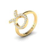 10kt14kt 18kt Solid Rose Gold Taurus Ring, Handmade Zodiac Sign Thin Gold Ring, Custom Natural Diamond Ring - GeumJewels