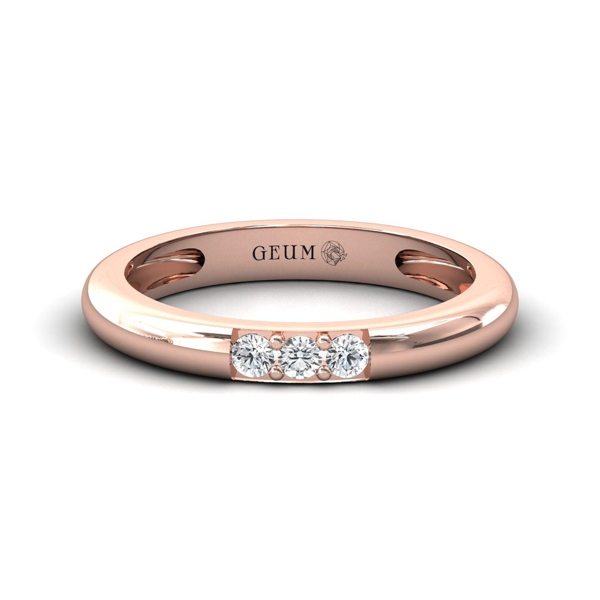 Elegant White Diamond Ring, Real White Yellow Gold Bridal Ring, Rose Gold Custom Ring - GeumJewels