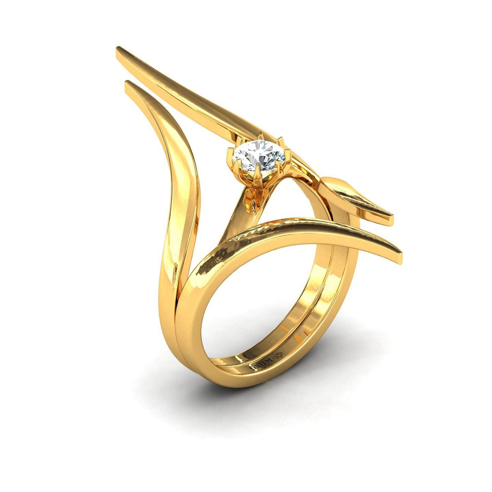 Customized Engagement Ring, Real White Diamond Gold Ring,10kt 14kt 18Kt Solid Gold  Ring - GeumJewels