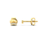 Solitaire Gold Crown Stud Earring, 10kt Rose Yellow Gold Royal Earring, Custom Diamond Earrings Gift for Women