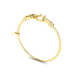 Natural Diamond Bracelet, 18k Dainty Gold Bangle Bracelet, Personalized Bracelet, Gift For Mom