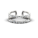 Round and Baguette Diamond Dual Band Open Ring
