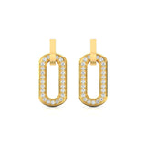 Elegant Diamond Earrings, Solid Yellow White 14k Gold Rectangle Earrings, Custom Gold Earring, Gift For Her