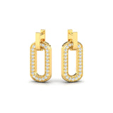 Elegant Diamond Earrings, Solid Yellow White 14k Gold Rectangle Earrings, Custom Gold Earring, Gift For Her