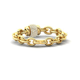 Elegant Brilliant Cut Gold Bracelet, 10kt Yellow Gold Chain Bracelet for Women, Genuine Diamond Wedding Bracelet