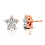 Diamond Star Studs Earrings, Dainty Solid Gold Earrings, Diamond Star Earrings, Gift for Girlfriend