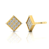 Diamond Square Studs Earrings, 14k Solid Gold, Dainty Earrings, Gift For Mom, Anniversary Gift