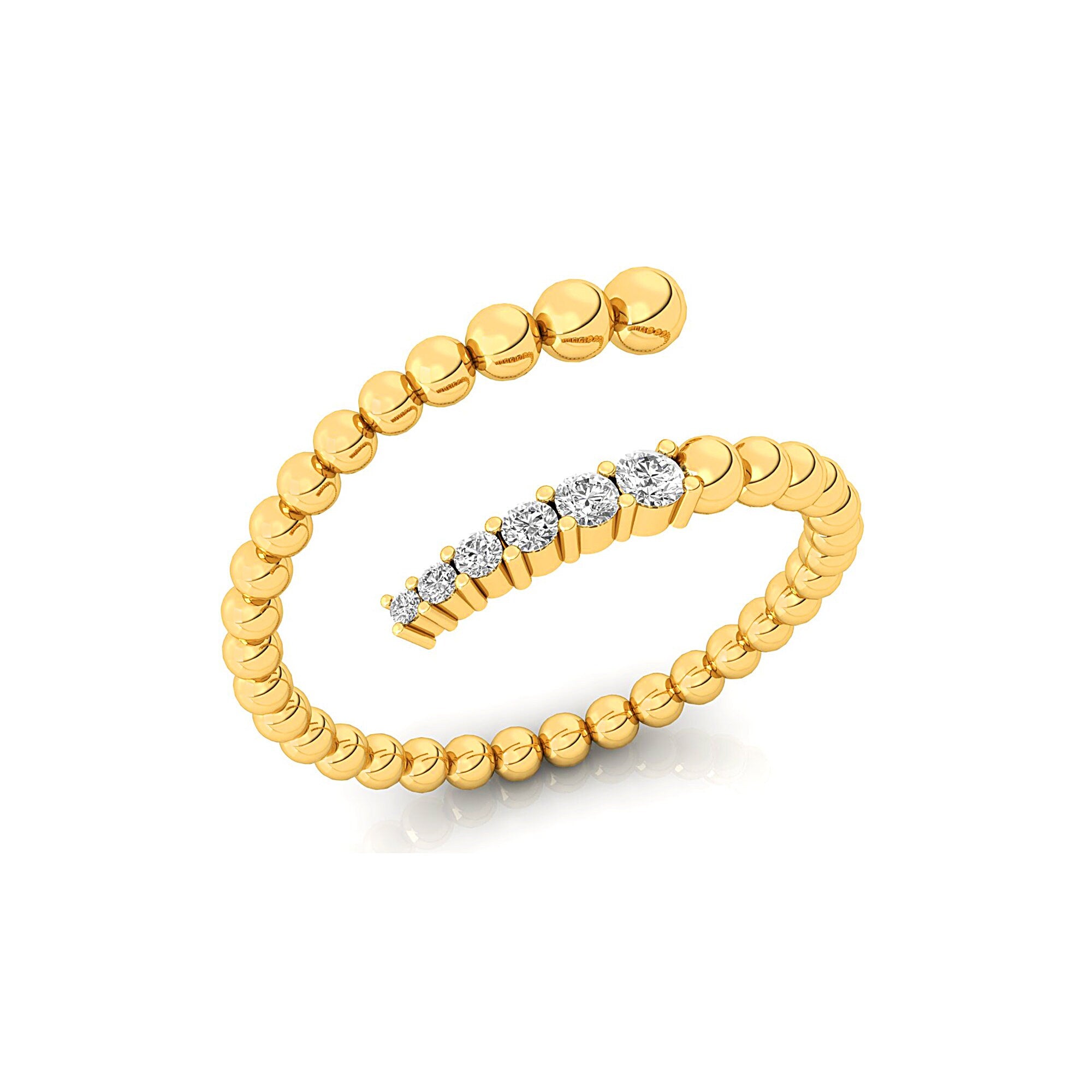 Diamond Spiral Ring, 14k Solid Gold Ring, Gift For Mom, Promise Ring, Wedding Gift, Gift for Her