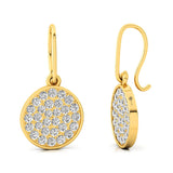 Diamond Disc Earrings, Dangle Earrings, 14k Solid Gold, Minimalist Earrings, Gift For Wife