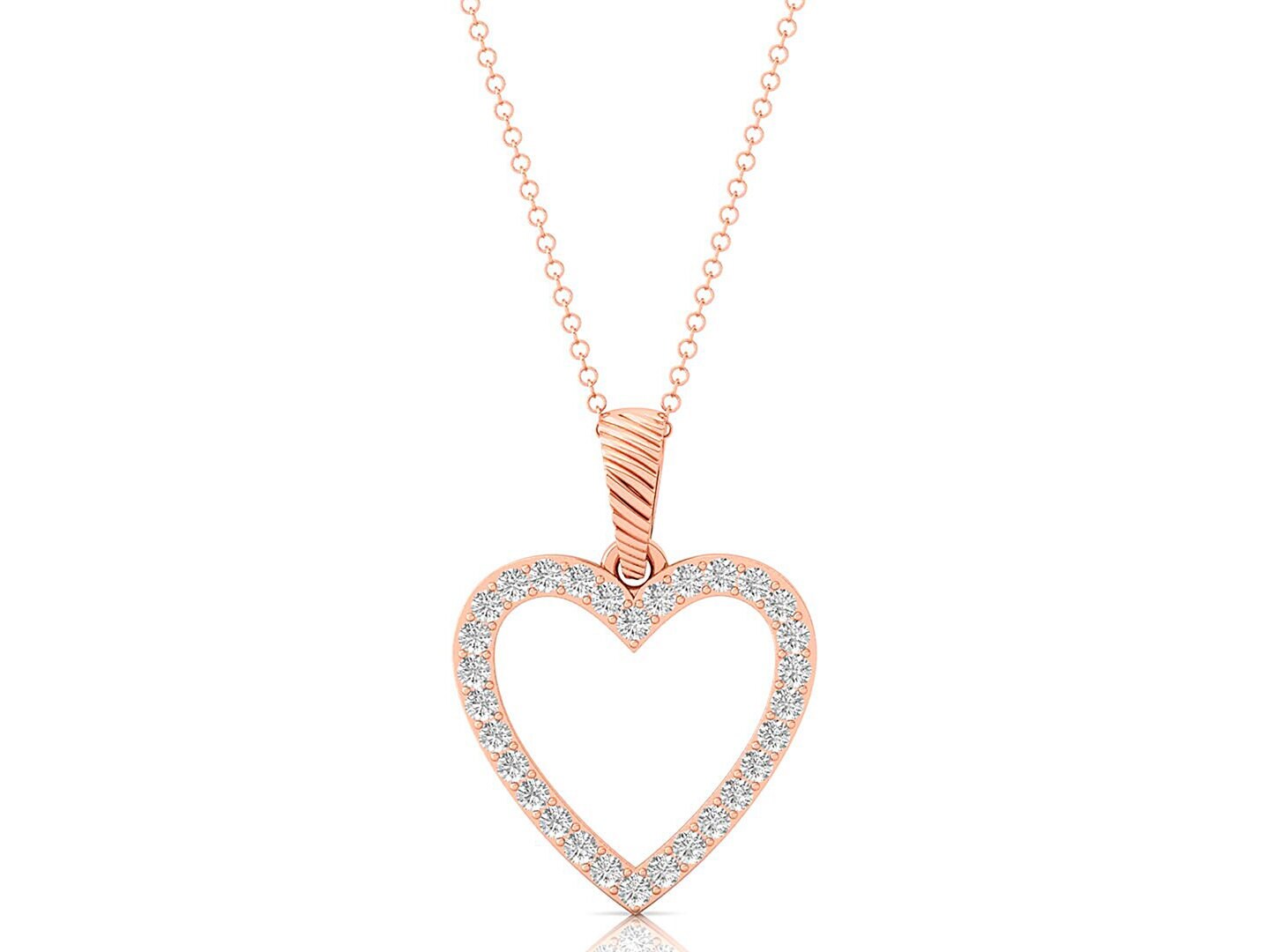 Heart 14k White Gold Pendant Necklace in White Diamonds