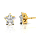 Diamond Star Studs Earrings, Dainty Solid Gold Earrings, Diamond Star Earrings, Gift for Girlfriend
