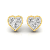 Heart Solid Gold Studs, 10k Yellow White Earrings for Girls, Dainty Earrings, Gift For Girlfriend
