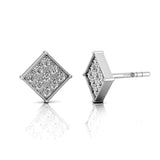 Diamond Square Studs Earrings, 14k Solid Gold, Dainty Earrings, Gift For Mom, Anniversary Gift