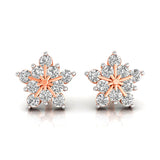 Diamond Snowflake Studs Earrings, 10k Solid Gold, Wedding Day Gift, Gift For Mom, Anniversary Gift
