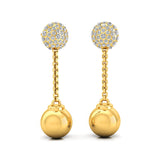 Diamond Ball Chain Earrings, 14k Yellow White Earrings for Girls, Thanksgiving Gift, Wedding Gift