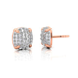 Diamond Pave Set Studs Earrings, 14k Solid Gold, Dainty Earrings, Minimalist Jewelry, Wedding Gift