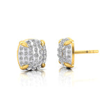 Diamond Pave Set Studs Earrings, 14k Solid Gold, Dainty Earrings, Minimalist Jewelry, Wedding Gift