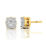 Diamond Round Studs Earrings, 18k Solid Gold, Minimalist Earrings, Gift For Girlfriend, Birthday Gift