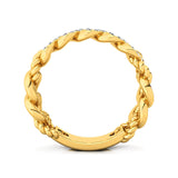 Diamond Cuban Chain Ring, 14k Solid Rose Gold Ring, Wedding Ring, Engagement Gifts, Wedding Ring
